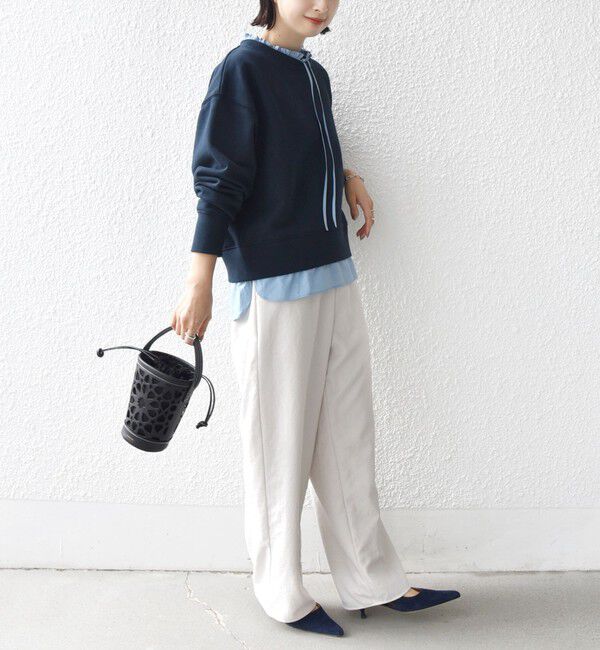 SHIPS for women「【WEB限定】〈手洗い可能〉ブラウス コンビ スウェット プルオーバー」|スウェット・ジャージ|