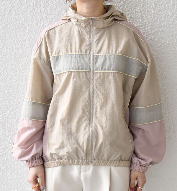 SHIPS any「SHIPS any:〈洗濯機可能〉ナイロン スタンドカラー 配色 ジップ ブルゾン」|ブルゾン・スタジャン|