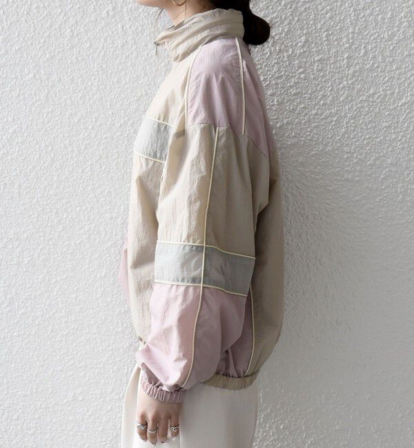 SHIPS any「SHIPS any:〈洗濯機可能〉ナイロン スタンドカラー 配色 ジップ ブルゾン」|ブルゾン・スタジャン|