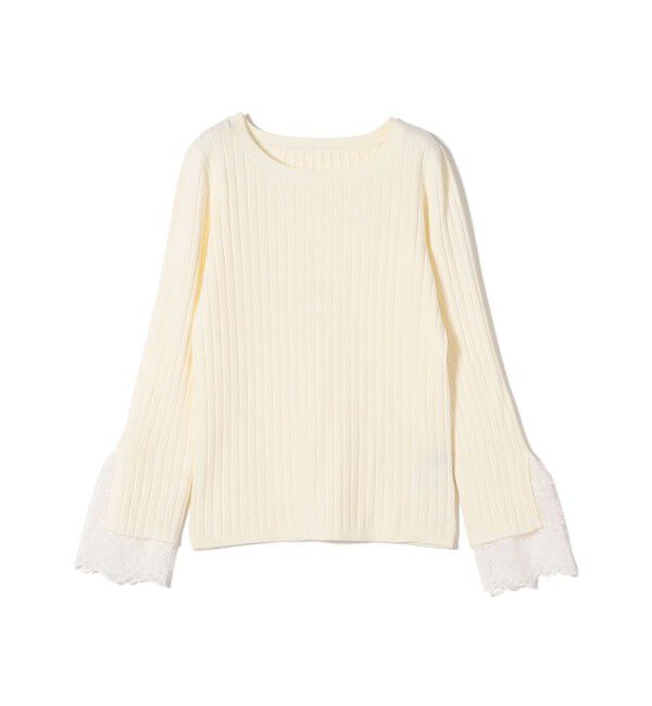 SHIPS Colors 「SHIPS Colors:〈手洗い可能〉レース カット オフ ワイド リブ ニット」|ニット・セーター|