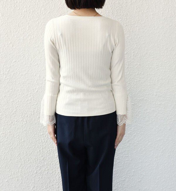 SHIPS Colors 「SHIPS Colors:〈手洗い可能〉レース カット オフ ワイド リブ ニット」|ニット・セーター|