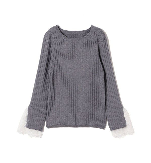 SHIPS Colors 「SHIPS Colors:〈手洗い可能〉レース カット オフ ワイド リブ ニット」|ニット・セーター|