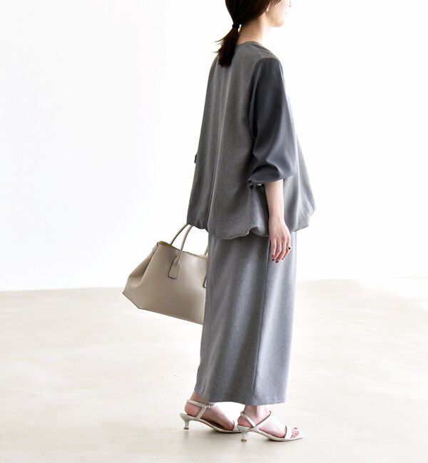 quaranciel「quaranciel:〈洗濯機可能〉Vネック ブラウス & Iライン スカート セットアップ」|ワンピース|
