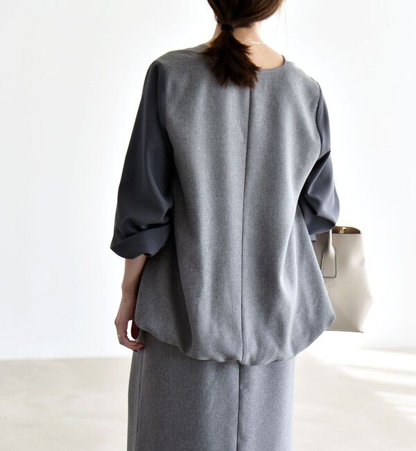 quaranciel「quaranciel:〈洗濯機可能〉Vネック ブラウス & Iライン スカート セットアップ」|ワンピース|