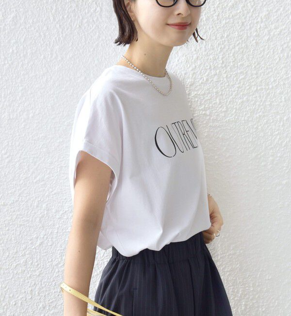 SHIPS for women「《一部追加予約》メルティ コットン プリント ロゴ ショート スリーブ Tシャツ」|Tシャツ・カットソー|
