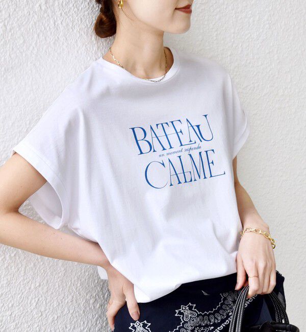 SHIPS for women「《一部追加予約》メルティ コットン プリント ロゴ ショート スリーブ Tシャツ」|Tシャツ・カットソー|ストーン