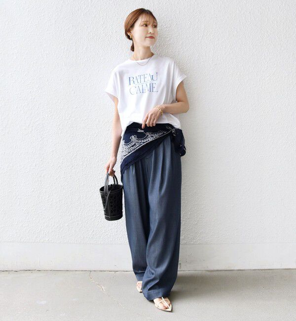 SHIPS for women「《一部追加予約》メルティ コットン プリント ロゴ ショート スリーブ Tシャツ」|Tシャツ・カットソー|