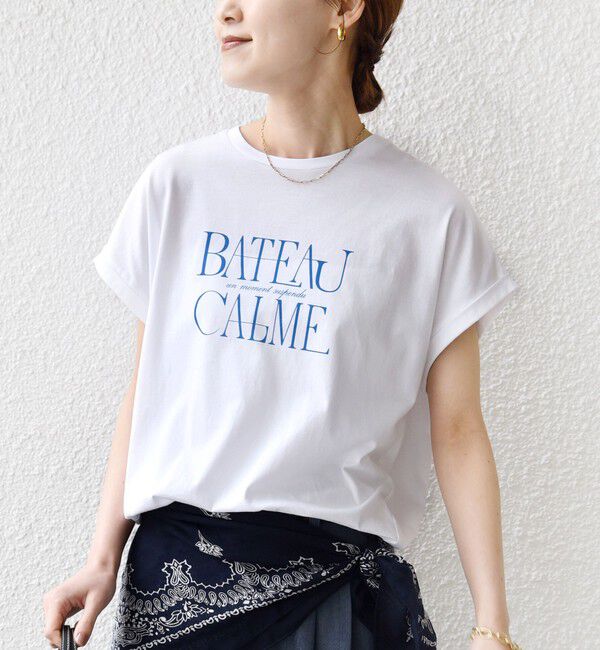 SHIPS for women「《一部追加予約》メルティ コットン プリント ロゴ ショート スリーブ Tシャツ」|Tシャツ・カットソー|