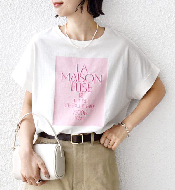 SHIPS for women「【WEB限定】オーガニック コットン ロゴ フレンチスリーブ TEE」|Tシャツ・カットソー|オフホワイト