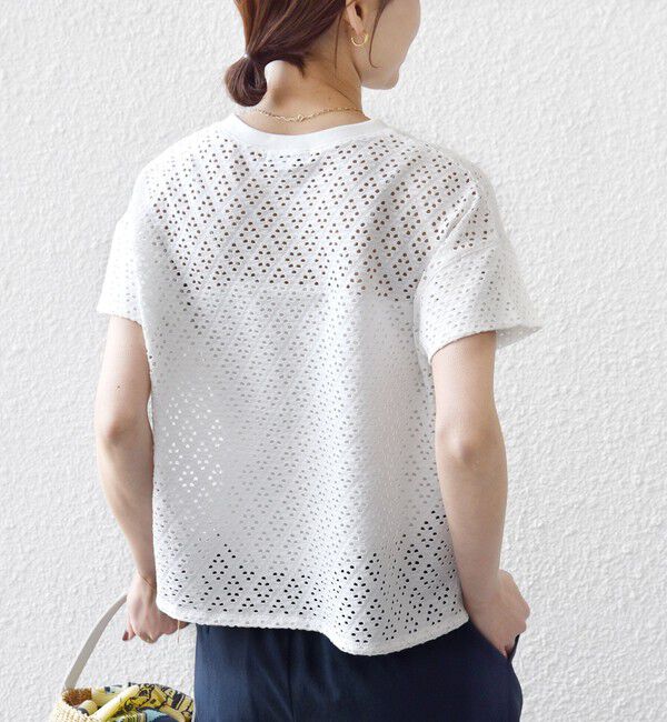 SHIPS for women「〈手洗い可能〉アイレット ショート スリーブ プルオーバー」|Tシャツ・カットソー|