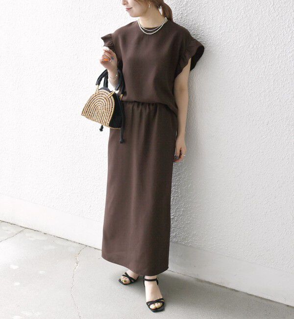 SHIPS any「《予約》SHIPS any:〈洗濯機可能〉リネンライク ブラウス &times; タイトスカート セットアップ」|ワンピース|