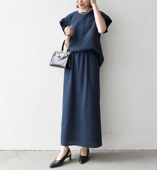 SHIPS any「《予約》SHIPS any:〈洗濯機可能〉リネンライク ブラウス &times; タイトスカート セットアップ」|ワンピース|