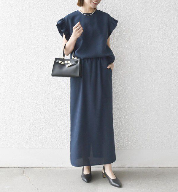 SHIPS any「《予約》SHIPS any:〈洗濯機可能〉リネンライク ブラウス &times; タイトスカート セットアップ」|ワンピース|