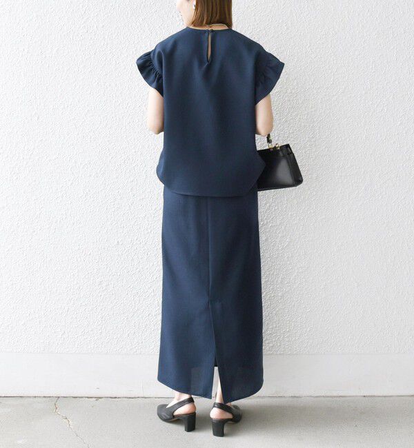 SHIPS any「《予約》SHIPS any:〈洗濯機可能〉リネンライク ブラウス &times; タイトスカート セットアップ」|ワンピース|