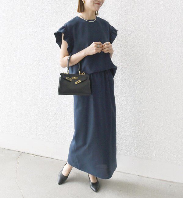 SHIPS any「《予約》SHIPS any:〈洗濯機可能〉リネンライク ブラウス &times; タイトスカート セットアップ」|ワンピース|