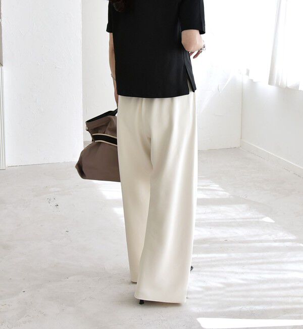 quaranciel「《予約》quaranciel:〈手洗い可能〉バイアス ストレッチ イージー ワイド パンツ」|その他|