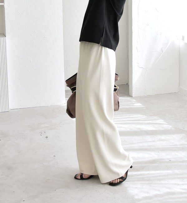 quaranciel「《予約》quaranciel:〈手洗い可能〉バイアス ストレッチ イージー ワイド パンツ」|その他|