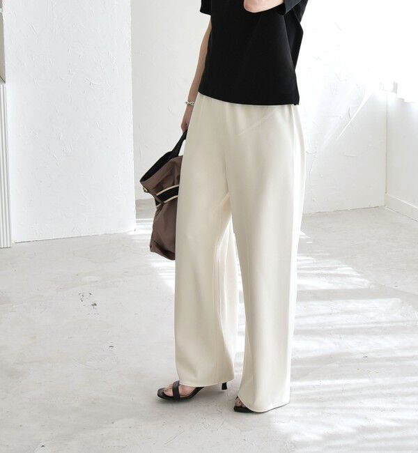 quaranciel「《予約》quaranciel:〈手洗い可能〉バイアス ストレッチ イージー ワイド パンツ」|その他|