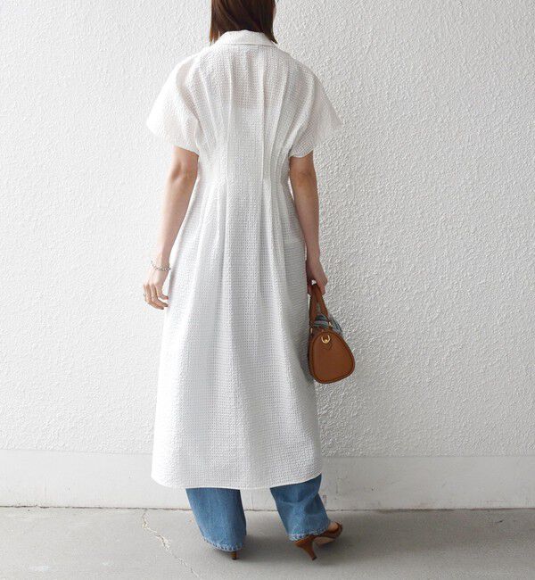 SHIPS any「《予約》SHIPS any:〈手洗い可能〉サッカー ウエストシェイプ シャツ ワンピース」|ワンピース|