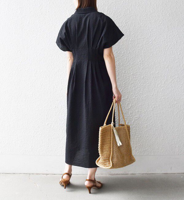 SHIPS any「《予約》SHIPS any:〈手洗い可能〉サッカー ウエストシェイプ シャツ ワンピース」|ワンピース|