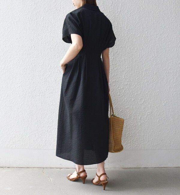 SHIPS any「《予約》SHIPS any:〈手洗い可能〉サッカー ウエストシェイプ シャツ ワンピース」|ワンピース|