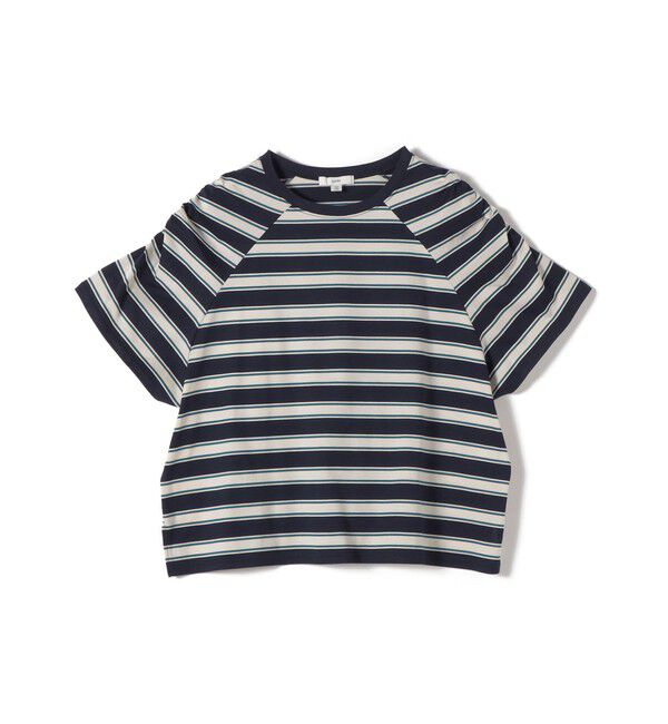 SHIPS for women「《予約》〈手洗い可能〉ボーダー / ソリッド 袖ギャザー ショートスリーブ プルオーバー」|Tシャツ・カットソー|