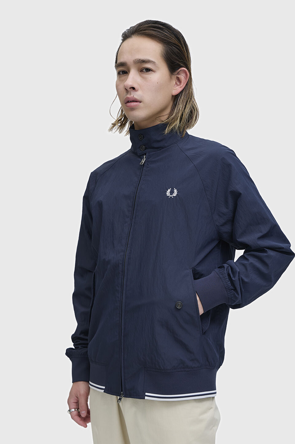 FRED PERRY 「Crinkle Harrington Jacket」|ブルゾン・スタジャン|NAVY
