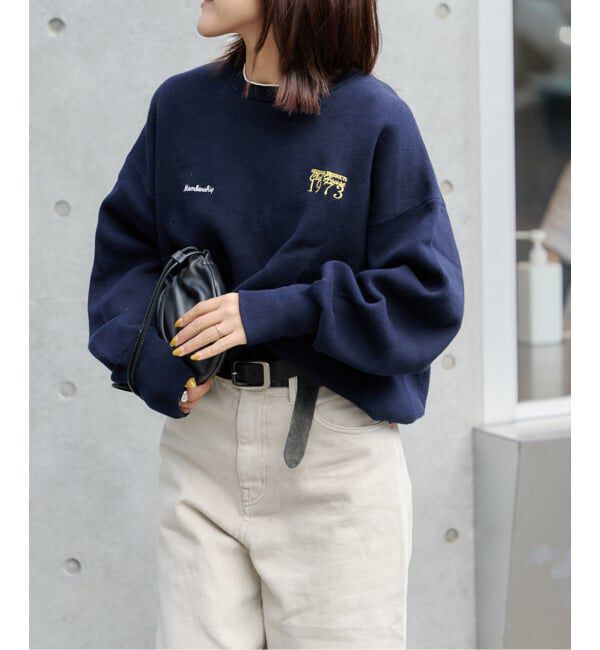 OUTDOOR PRODUCTS Usual Things「追加2 ロゴ刺繍スウェットライククルーネックニットプルオーバー」|ニット・セーター|