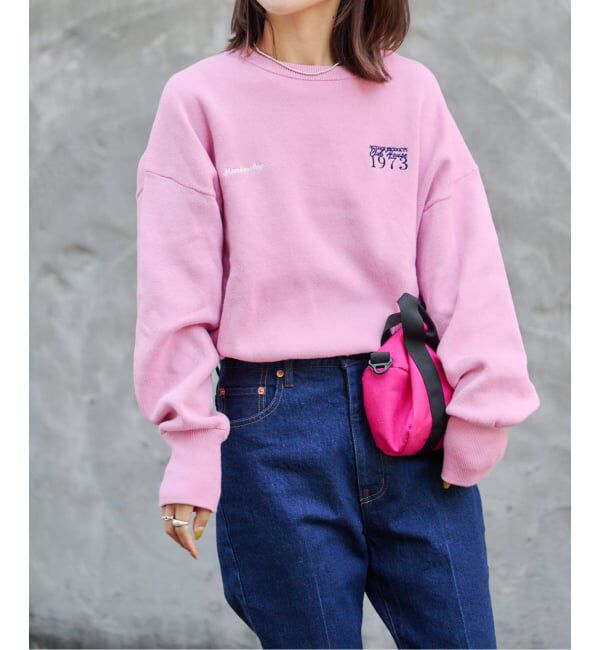 OUTDOOR PRODUCTS Usual Things「追加2 ロゴ刺繍スウェットライククルーネックニットプルオーバー」|ニット・セーター|