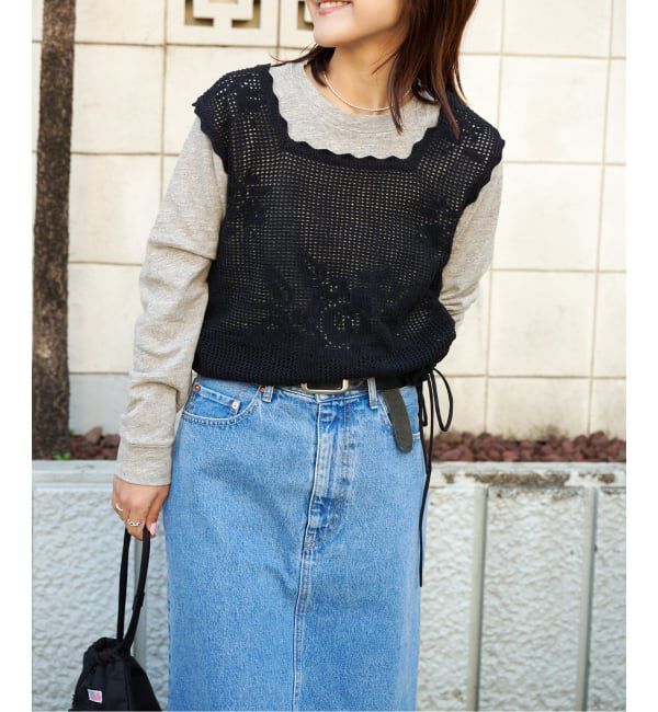 OUTDOOR PRODUCTS Usual Things「クロッシェレーススカラップノースリニット」|ベスト・ジレ|