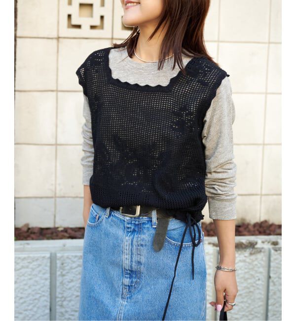 OUTDOOR PRODUCTS Usual Things「クロッシェレーススカラップノースリニット」|ベスト・ジレ|