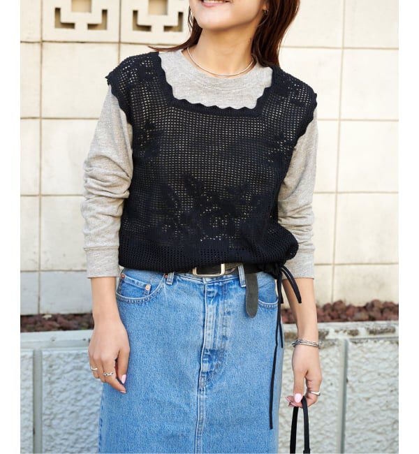 OUTDOOR PRODUCTS Usual Things「クロッシェレーススカラップノースリニット」|ベスト・ジレ|