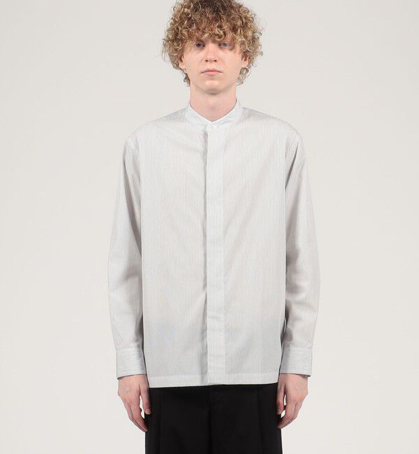 CABaN「CABaN コットンブロード ピンストライプバンドカラーシャツ」|シャツ・ブラウス|