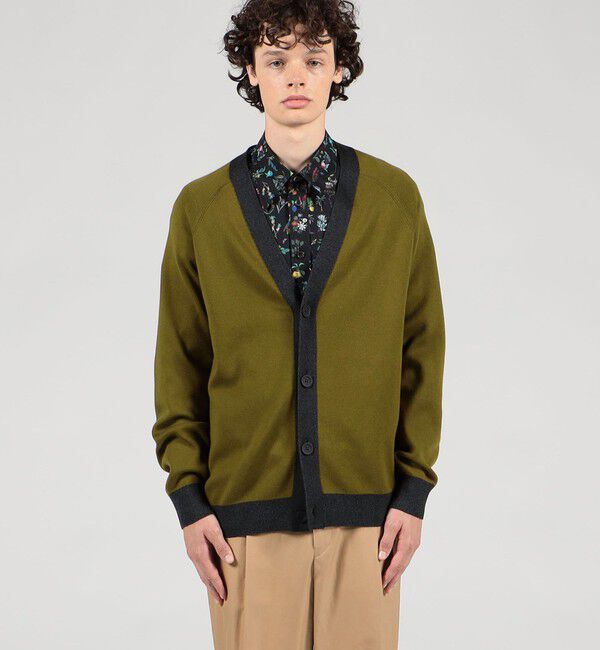 CABaN「CABaN コットンカシミヤ バイカラーVネックカーディガン」|カーディガン|