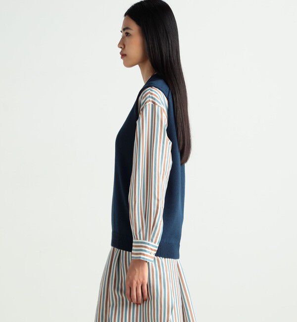 BACCA「カラーコットン Vネックニットプルオーバー」|ニット・セーター|