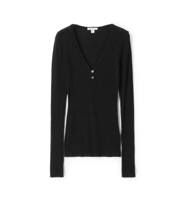 JAMES PERSE「コットンカシミヤブレンドリブ ヘンリーネックプルオーバー WVA3940」|Tシャツ・カットソー|19 ブラック