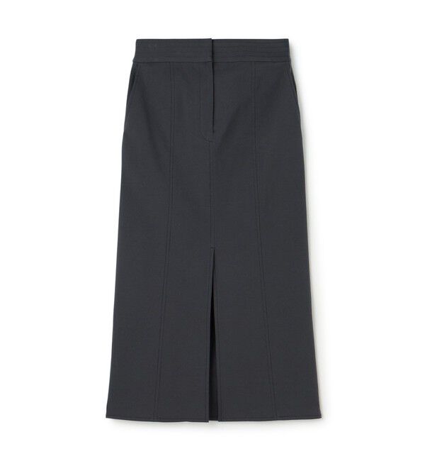 DES PRES「プレーンコットンストレッチ タイトロングスカート」|タイト|17 チャコールグレー