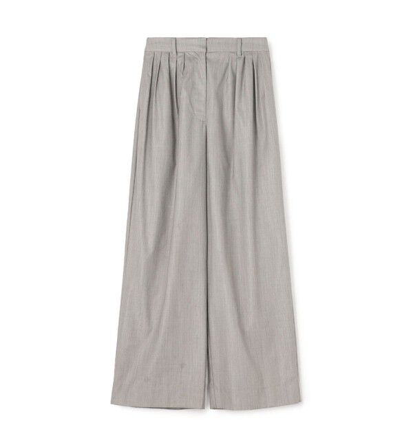 BACCA「ヘアライン タックワイドパンツ」|チノ|17 チャコールグレー