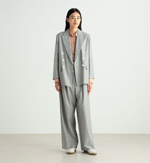 BACCA「ヘアライン タックワイドパンツ」|チノ|