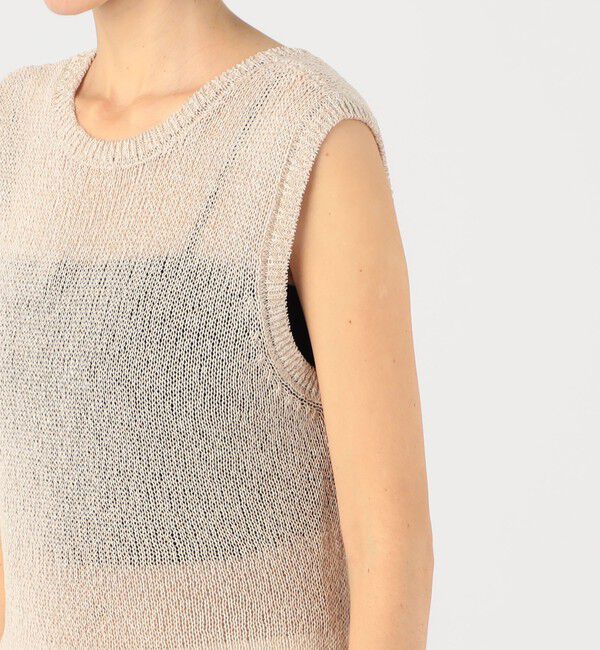 DES PRES「バイカラーコードヤーン バックスリットノースリーブプルオーバー」|ニット・セーター|