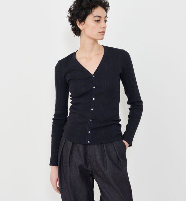 GALERIE VIE「コットンランダムリブ Vネックカーディガン」|カーディガン|