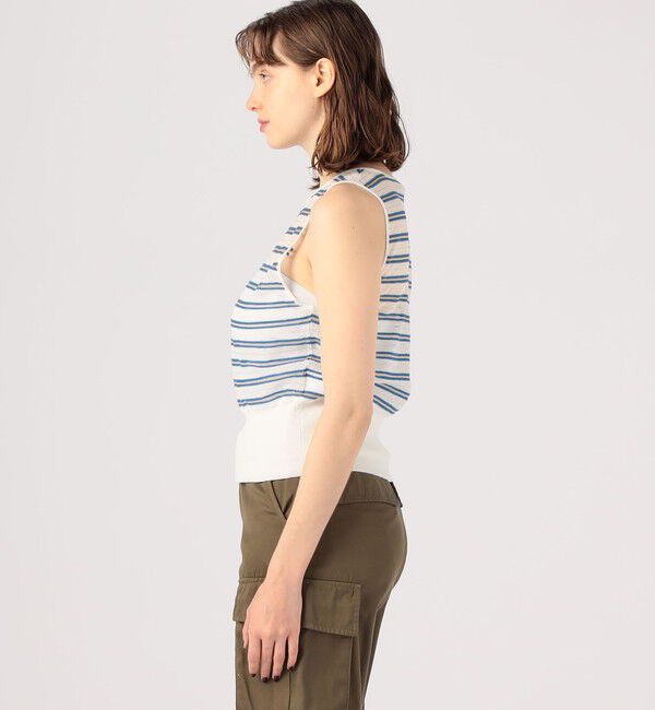 MACPHEE「シアーヤーンボーダー ノースリーブプルオーバー」|ニット・セーター|