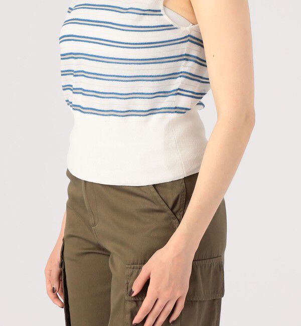 MACPHEE「シアーヤーンボーダー ノースリーブプルオーバー」|ニット・セーター|