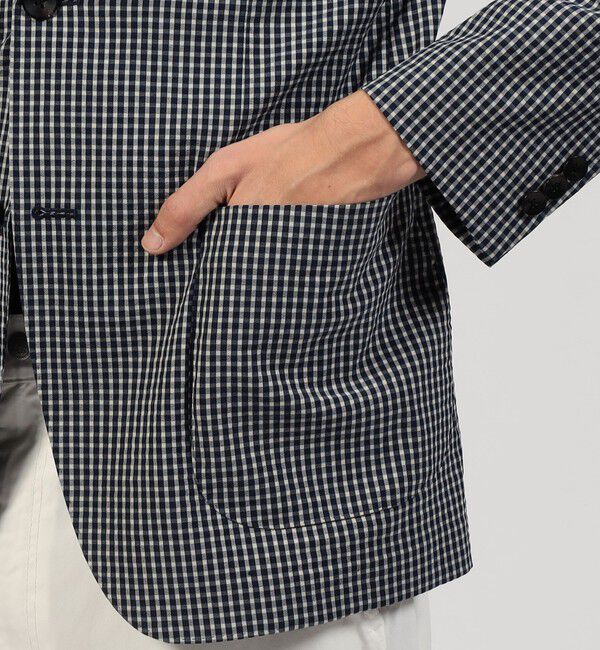 TOMORROWLAND MENS「ポリエステルウールサッカー シングルブレステッド2Bジャケット」|テーラードジャケット|