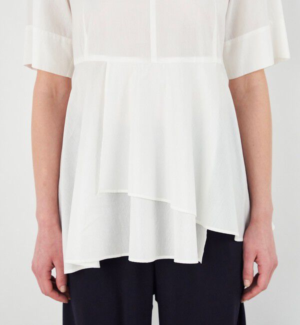 DES PRES「コットンシルクタイプライター アシンメトリーペプラムブラウス」|シャツ・ブラウス|