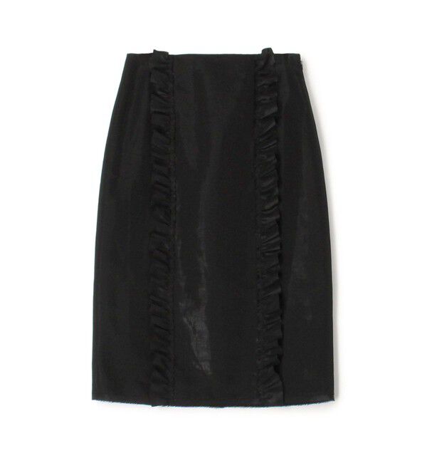 Edition「グロッシーフリル タイトスカート」|タイト|19 ブラック