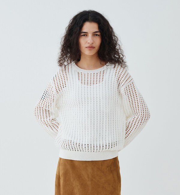 GALERIE VIE「オープンワークコットン クルーネックプルオーバー」|ニット・セーター|