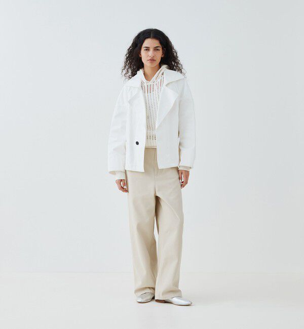 GALERIE VIE「サンフェードデニム ワイドカラーブルゾン」|ブルゾン・スタジャン|