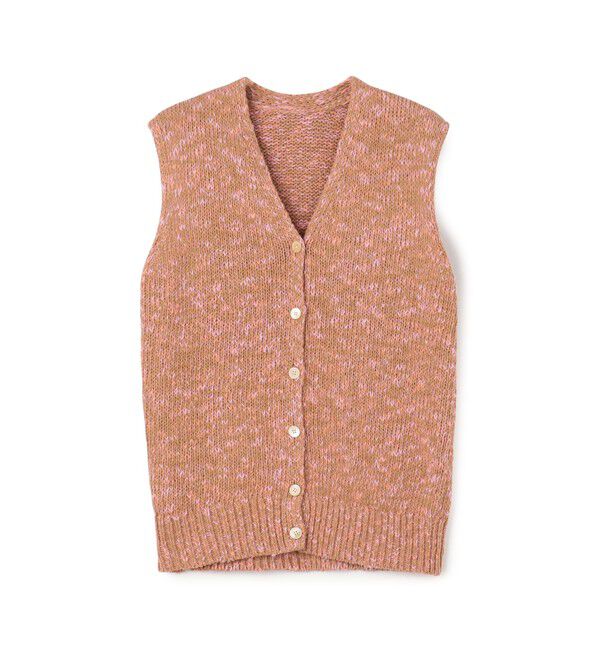 BACCA「コットンメランジェ Vネックベスト」|ニット・セーター|44 ベージュ系