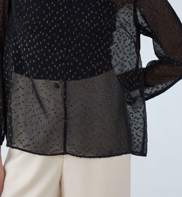 Ballsey「フォイルカットジャカード Vボートネックブラウス」|シャツ・ブラウス|